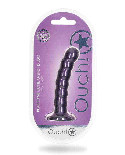 Shots Ouch 5" Beaded G-spot Dildo - Metallic Purple - LUST Depot