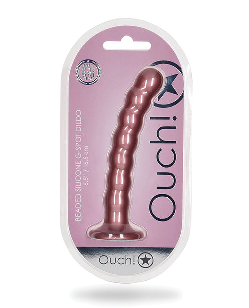 Shots Ouch 6.5" Beaded G-spot Dildo - Rose Gold - LUST Depot