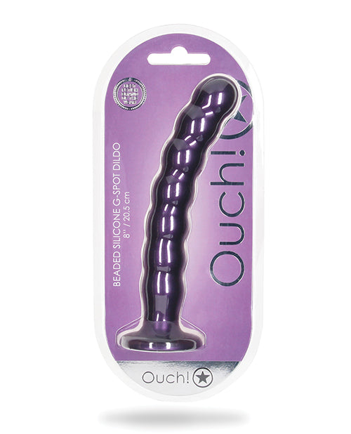 Shots Ouch 8" Beaded G-spot Dildo - Metallic Purple - LUST Depot