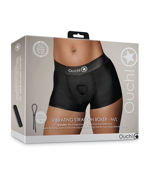 Shots Ouch Vibrating Strap On Boxer - Black M/l - LUST Depot