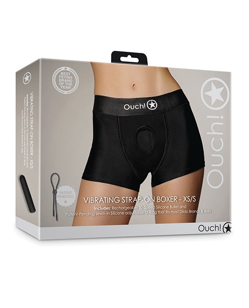 Shots Ouch Vibrating Strap On Boxer - Black Xs/s - LUST Depot