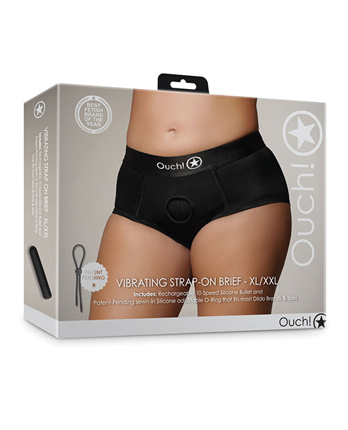 Shots Ouch Vibrating Strap On Brief - Black Xl/xxl - LUST Depot