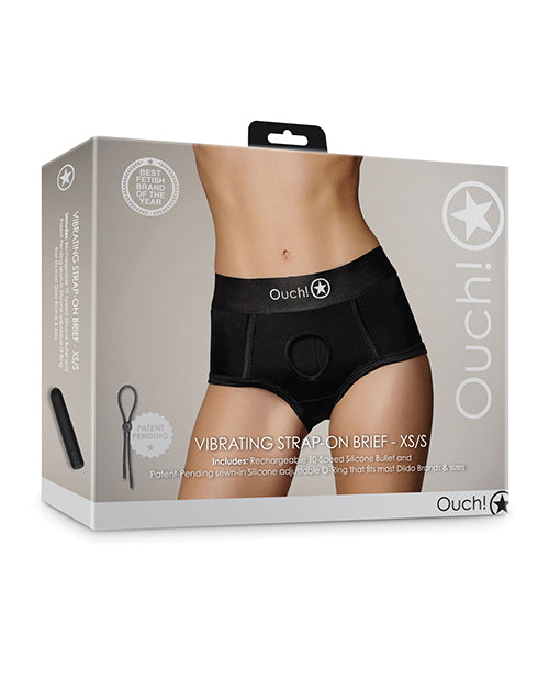 Shots Ouch Vibrating Strap On Brief - Black Xs/s - LUST Depot