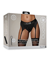 Shots Ouch Vibrating Strap On Thong W/adjustable Garters - Black M/l - LUST Depot