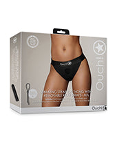 Shots Ouch Vibrating Strap On Thong W/removable Rear Straps - Black M/l - LUST Depot