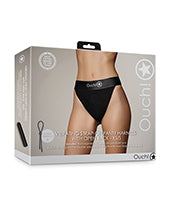 Shots Ouch Vibrating Strap On Panty Harness W/open Back - Black Xs/s - LUST Depot