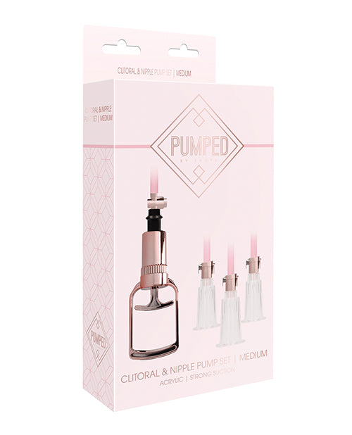 Shots Pumped Clitoral & Nipple Pump Set - Medium Rose Gold - LUST Depot