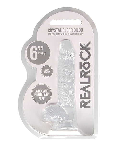 Shots Realrock Realistic Crystal Clear 6" Dildo W-balls -  Transparent Clear - LUST Depot