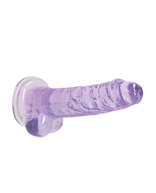 Shots Realrock Realistic Crystal Clear 7" Dildo W-balls - Purple - LUST Depot