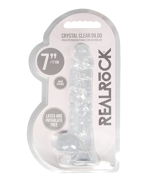 Shots Realrock Realistic Crystal Clear 7" Dildo W-balls - Transparent Clear - LUST Depot