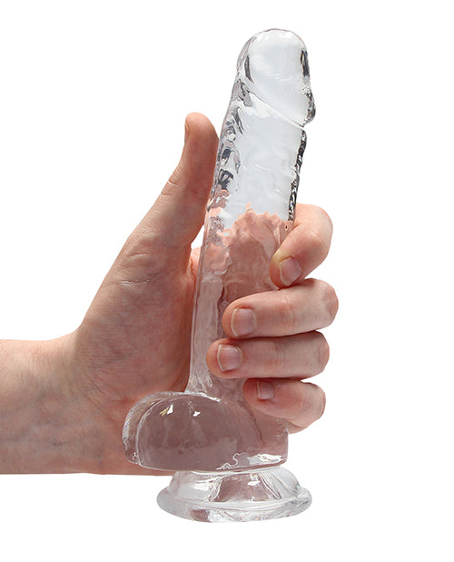 Shots Realrock Realistic Crystal Clear 7" Dildo W-balls - Transparent Clear - LUST Depot