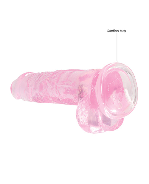 Shots Realrock Realistic Crystal Clear 8" Dildo W-balls - Pink - LUST Depot