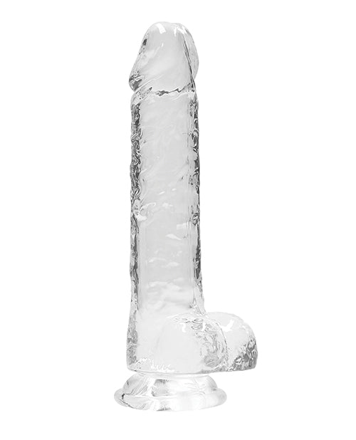 Shots Realrock Realistic Crystal Clear 8" Dildo W-balls - Transparent Clear - LUST Depot