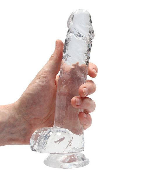 Shots Realrock Realistic Crystal Clear 8" Dildo W-balls - Transparent Clear - LUST Depot