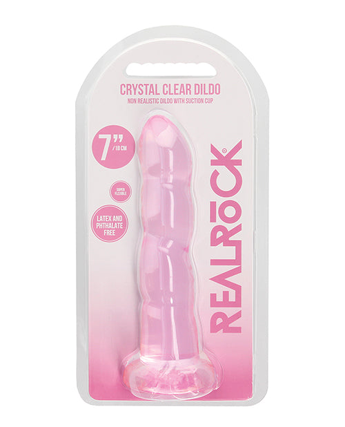 Shots Realrock Crystal Clear Non Realistic 7" Dildo  - Pink - LUST Depot