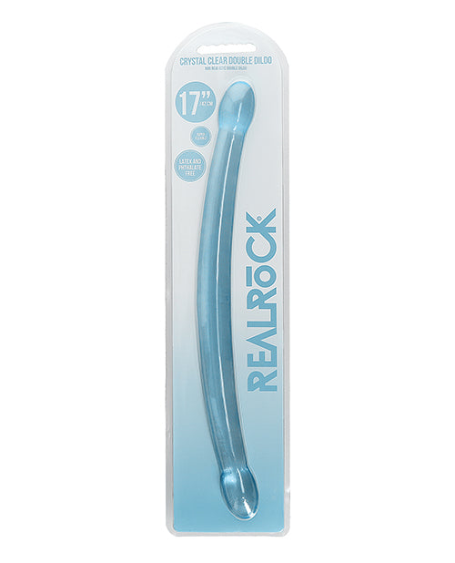 Shots Realrock Crystal Clear 17" Double Dildo  - Blue - LUST Depot