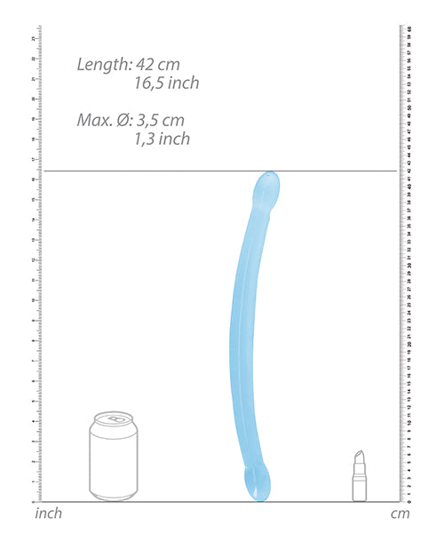 Shots Realrock Crystal Clear 17" Double Dildo  - Blue - LUST Depot