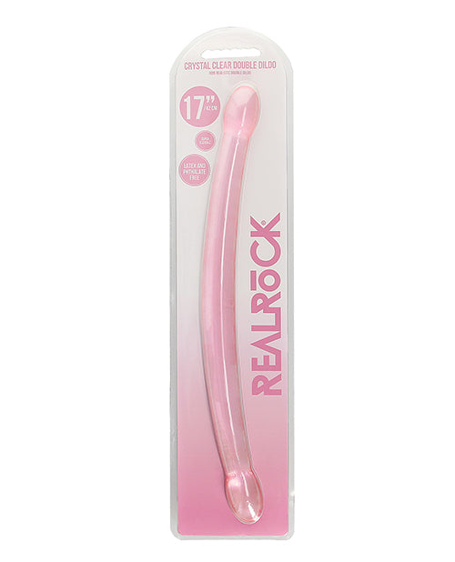 Shots Realrock Crystal Clear 17" Double Dildo  - Pink - LUST Depot