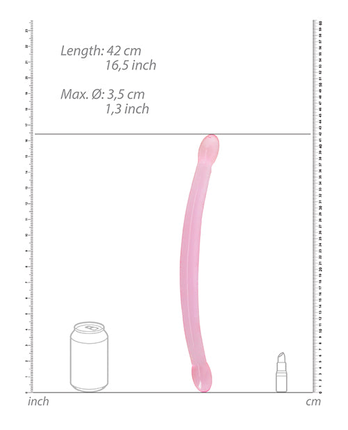 Shots Realrock Crystal Clear 17" Double Dildo  - Pink - LUST Depot