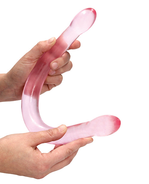 Shots Realrock Crystal Clear 17" Double Dildo  - Pink - LUST Depot