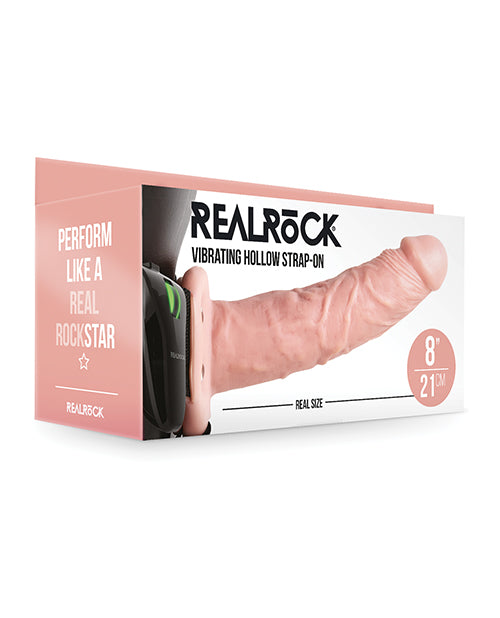 Shots Realrock 8" Vibrating Hollow Strap On W/o Balls - Flesh - LUST Depot