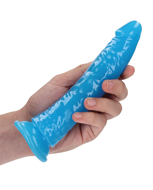 Shots Realrock 8" Slim  Dildo Glow In The Dark - Neon Blue - LUST Depot