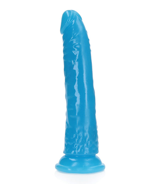 Shots Realrock 8" Slim  Dildo Glow In The Dark - Neon Blue - LUST Depot