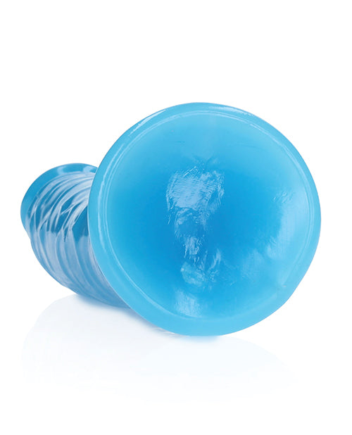 Shots Realrock 8" Slim  Dildo Glow In The Dark - Neon Blue - LUST Depot