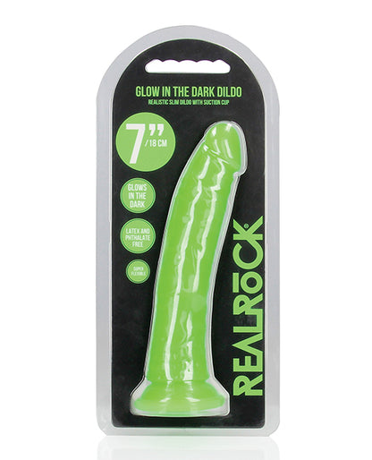 Shots Realrock 8" Slim  Dildo Glow In The Dark - Neon Green - LUST Depot