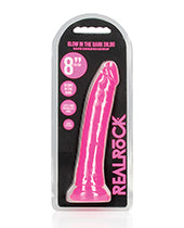 Shots Realrock 8" Slim Dildo Glow In The Dark - Neon Pink - LUST Depot