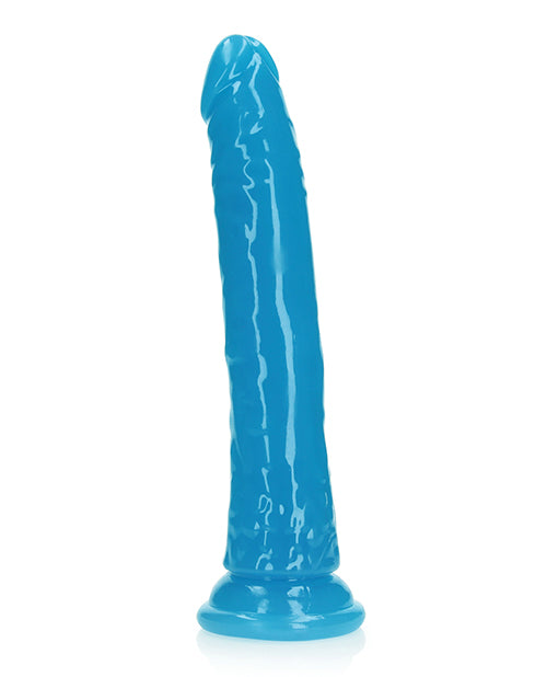 Shots Realrock 10" Slim Dildo Glow In The Dark - Neon Blue - LUST Depot