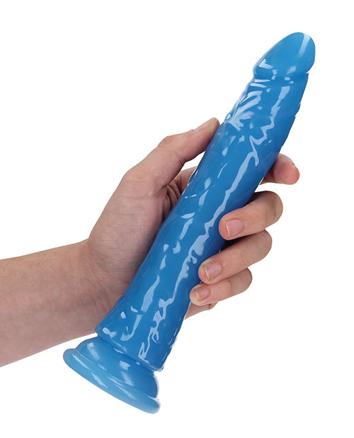 Shots Realrock 10" Slim Dildo Glow In The Dark - Neon Blue - LUST Depot