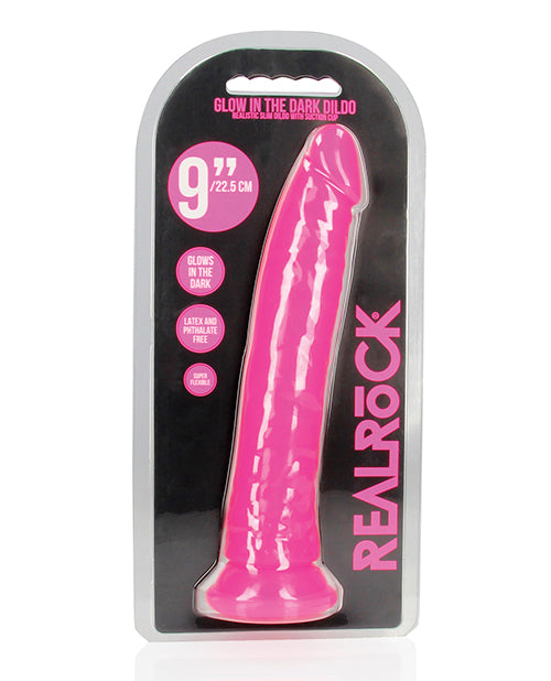 Shots Realrock 10" Slim Dildo Glow In The Dark - Neon Pink - LUST Depot