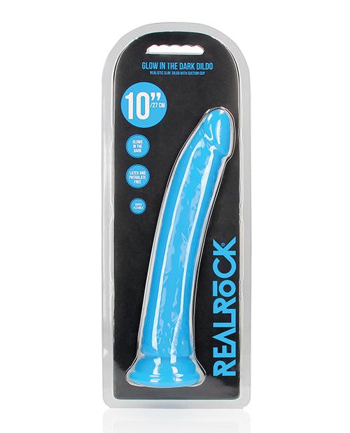 Shots Realrock 11" Slim Dildo Glow In The Dark - Neon Blue - LUST Depot