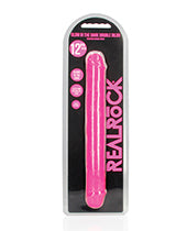 Shots Realrock 12" Double Dong Glow In The Dark - Neon Pink - LUST Depot