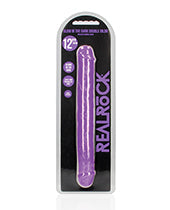 Shots Realrock 12" Double Dong Glow In The Dark - Neon Purple - LUST Depot