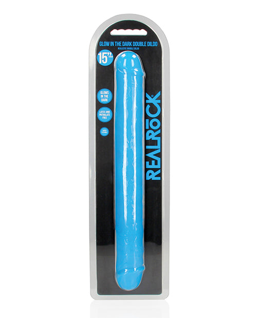 Shots Realrock 15" Double Dong Glow In The Dark - Neon Blue - LUST Depot