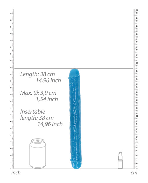 Shots Realrock 15" Double Dong Glow In The Dark - Neon Blue - LUST Depot