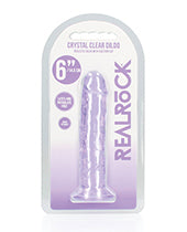 Shots Realrock Crystal Clear 6" Straight Dildo W/suction Cup - Purple - LUST Depot