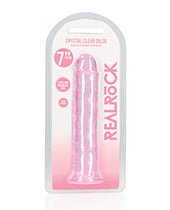 Shots Realrock Crystal Clear 7" Straight Dildo W/suction Cup - Pink - LUST Depot