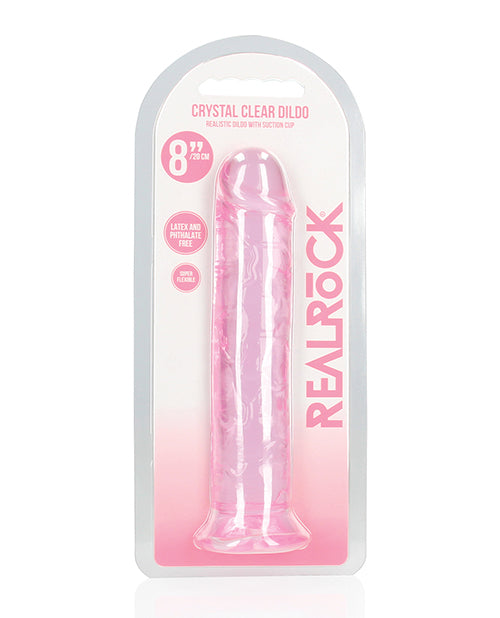 Shots Realrock Crystal Clear 8" Straight Dildo W/suction Cup - Pink - LUST Depot