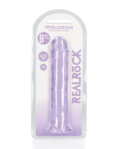 Shots Realrock Crystal Clear 8" Straight Dildo W/suction Cup - Purple - LUST Depot