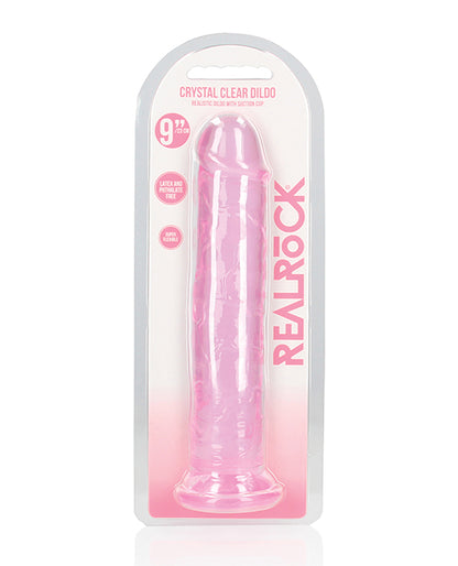 Shots Realrock Crystal Clear 9" Straight Dildo W/suction Cup - Pink - LUST Depot