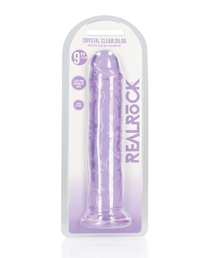 Shots Realrock Crystal Clear 9" Straight Dildo W/suction Cup - Purple - LUST Depot