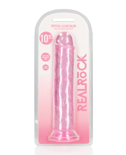 Shots Realrock Realistic Crystal Clear 11" Straight Dildo - Pink - LUST Depot