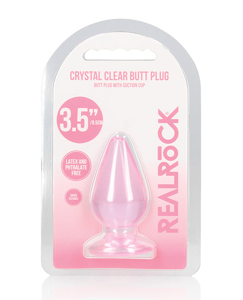 Shots Realrock Crystal Clear 3.5" Anal Plug - Pink - LUST Depot