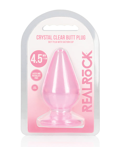 Shots Realrock Crystal Clear 4.5" Anal Plug - Pink - LUST Depot