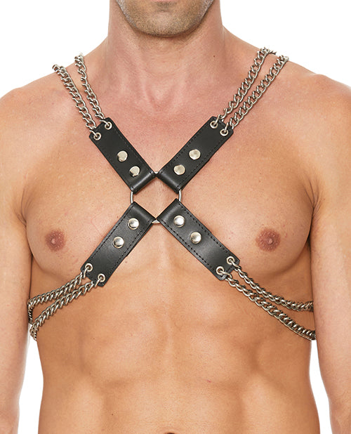 Shots Uomo Chain & Chain Harness - Black - LUST Depot