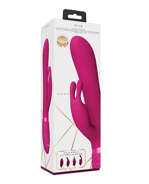 Shots Vive Chou G-spot Rabbit W-interchangeable Clitoral Attachments - Pink - LUST Depot