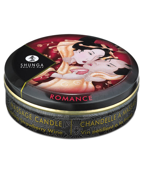 Shunga Romance Mini Candlelight Massage Candle - 1 Oz Sparkling Strawberry Wine - LUST Depot